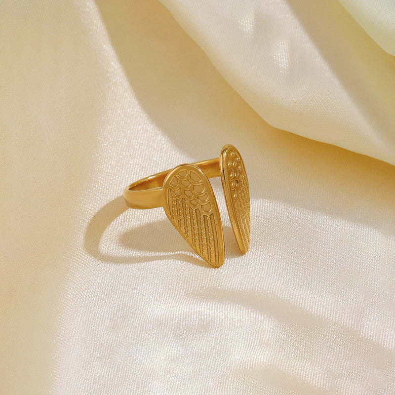 Gold-Plated Anti Tarnish Stainless Steel Wings of Hope Themed Adjustable Ring