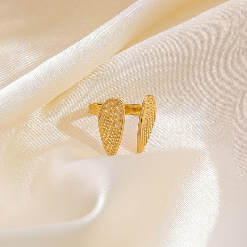 Gold-Plated Anti Tarnish Stainless Steel Wings of Hope Themed Adjustable Ring