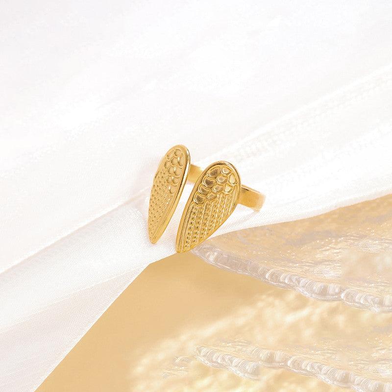 Gold-Plated Anti Tarnish Stainless Steel Wings of Hope Themed Adjustable Ring