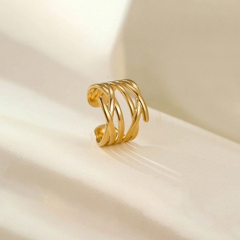 Gold-Plated Anti Tarnish Stainless Steel Contemporary Adjustable Ring