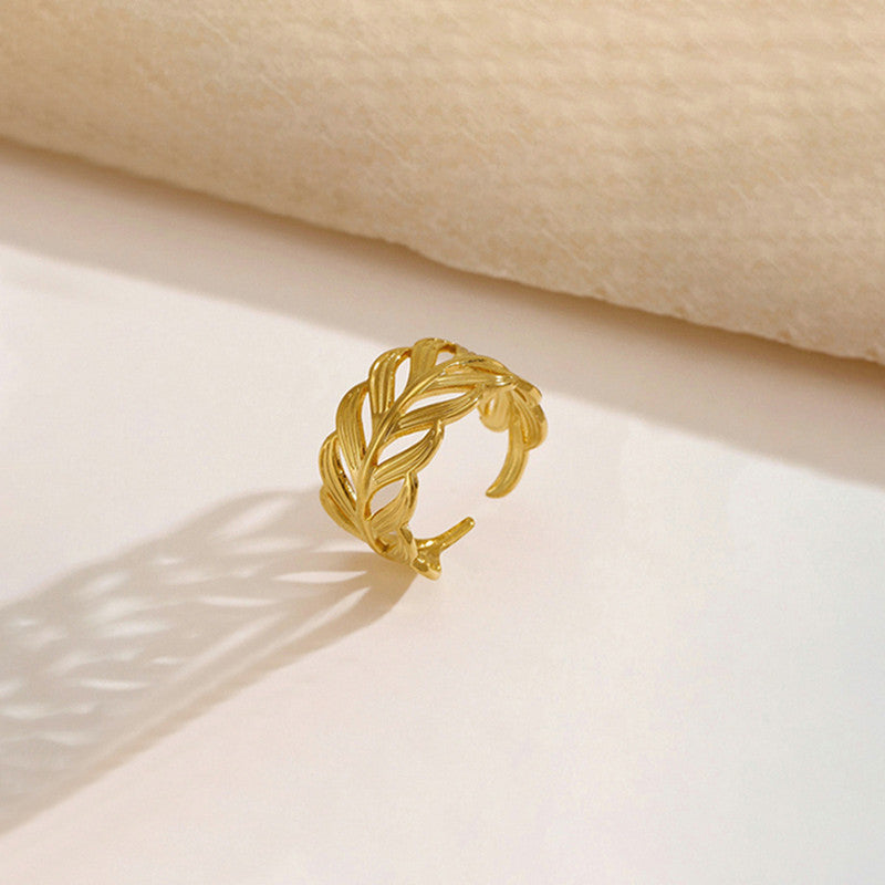 Gold-Plated Anti Tarnish Stainless Steel Contemporary Adjustable Ring