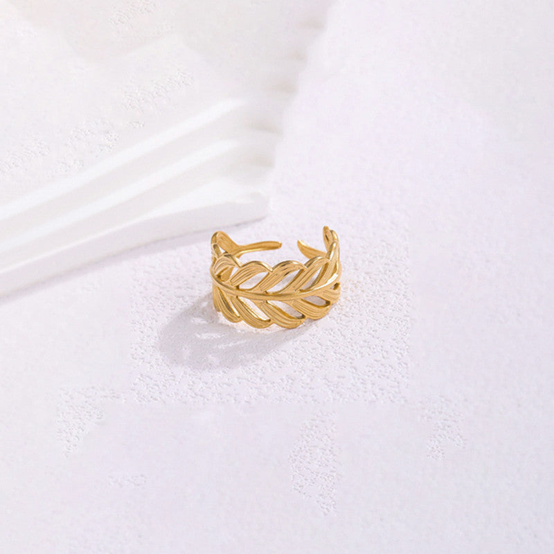 Gold-Plated Anti Tarnish Stainless Steel Contemporary Adjustable Ring