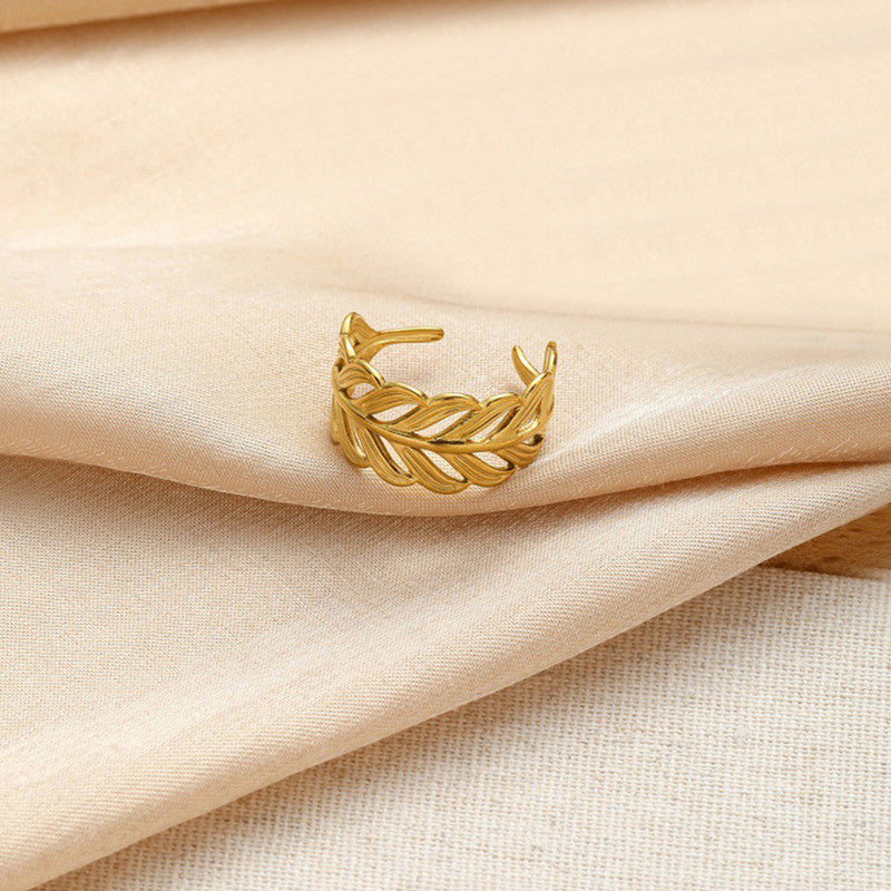 Gold-Plated Anti Tarnish Stainless Steel Contemporary Adjustable Ring