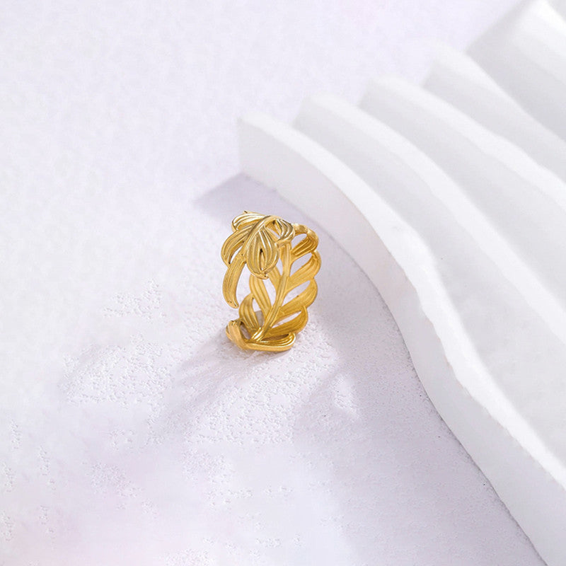 Gold-Plated Anti Tarnish Stainless Steel Contemporary Adjustable Ring