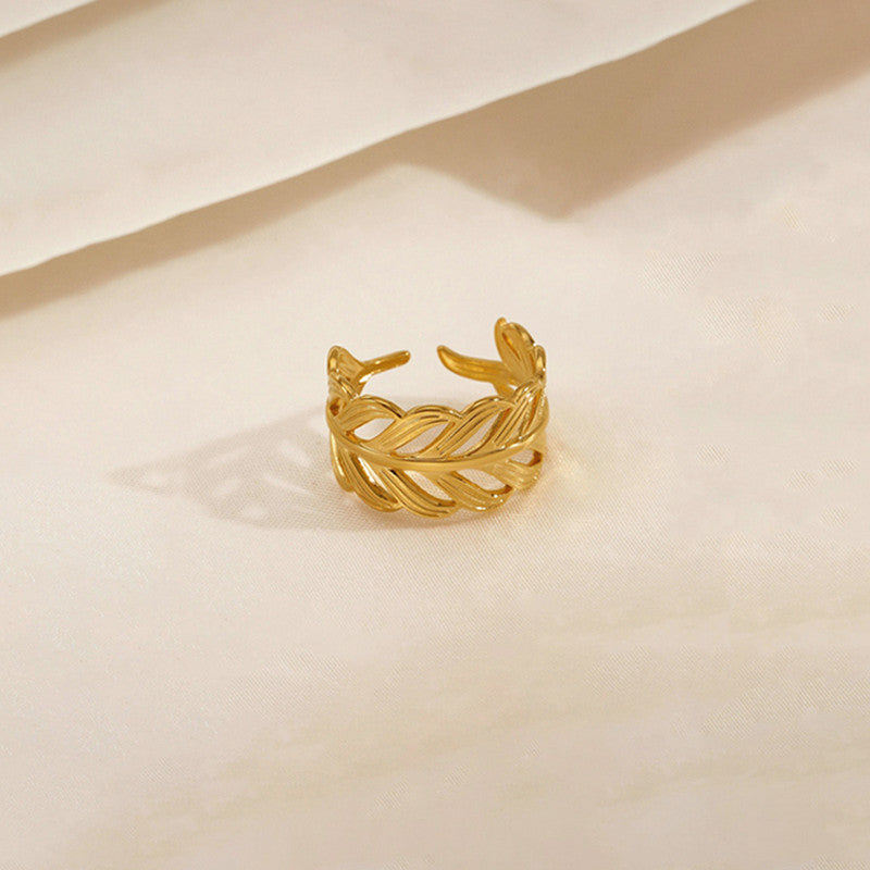 Gold-Plated Anti Tarnish Stainless Steel Contemporary Adjustable Ring