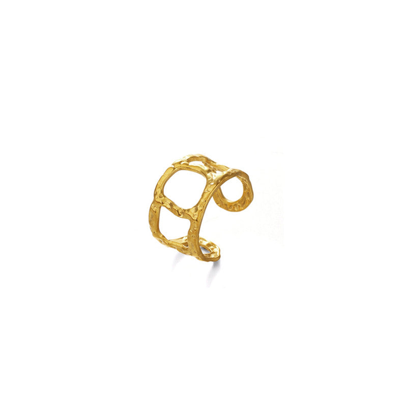 Gold-Plated Anti Tarnish Stainless Steel Contemporary Adjustable Ring