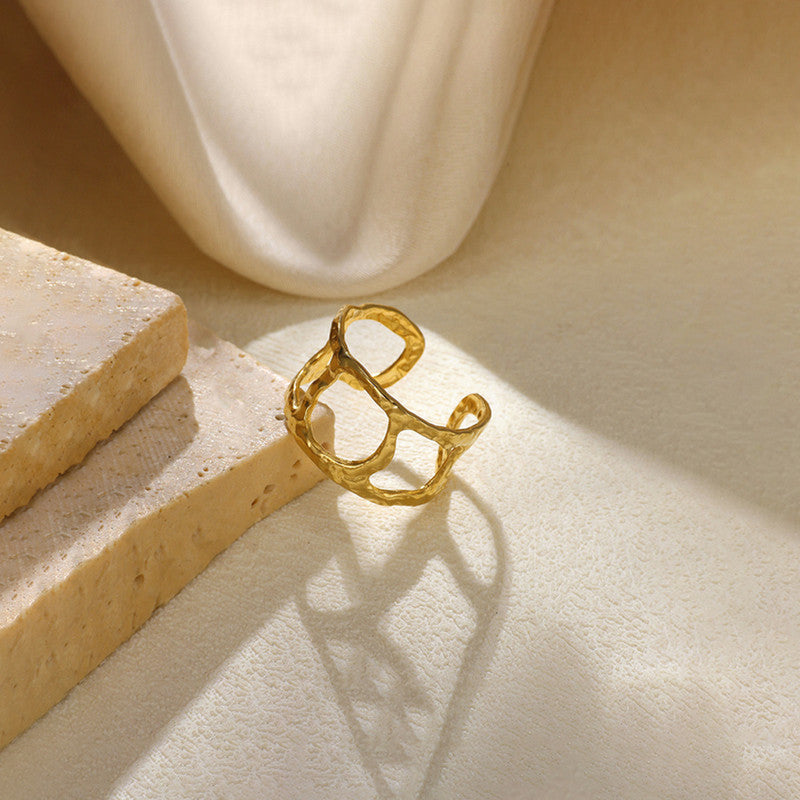 Gold-Plated Anti Tarnish Stainless Steel Contemporary Adjustable Ring