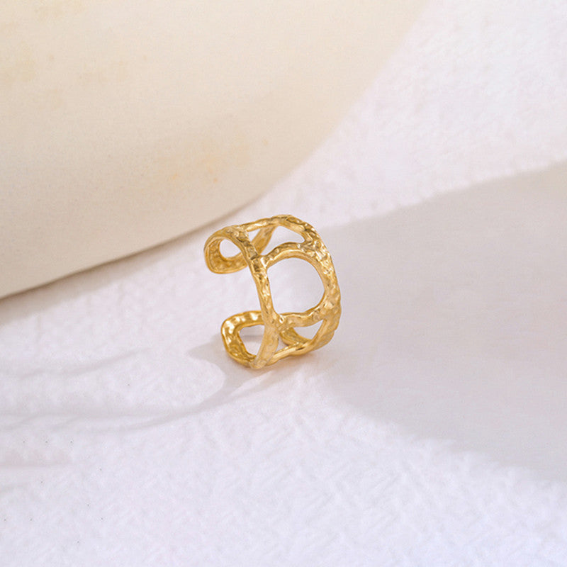 Gold-Plated Anti Tarnish Stainless Steel Contemporary Adjustable Ring