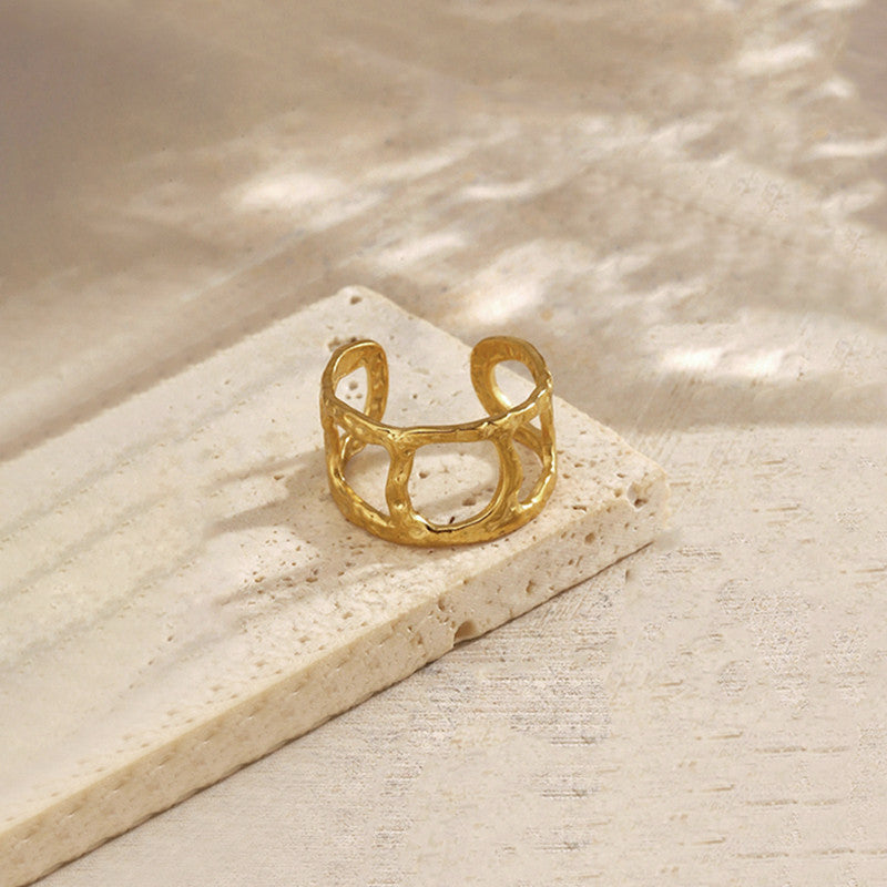Gold-Plated Anti Tarnish Stainless Steel Contemporary Adjustable Ring