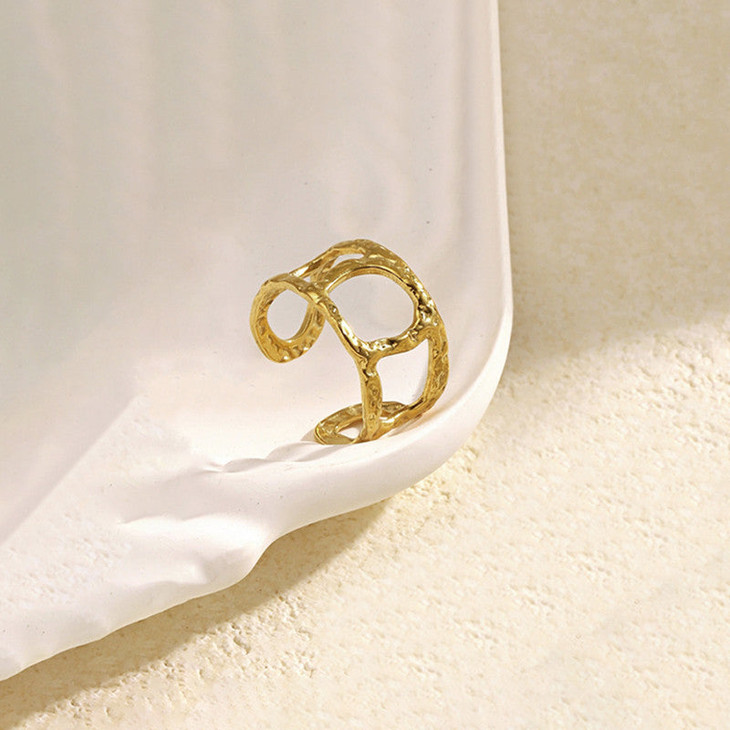 Gold-Plated Anti Tarnish Stainless Steel Contemporary Adjustable Ring