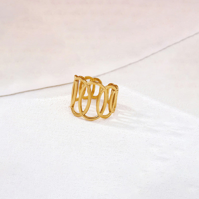 Gold-Plated Anti Tarnish Stainless Steel Endless Loops Adjustable Ring