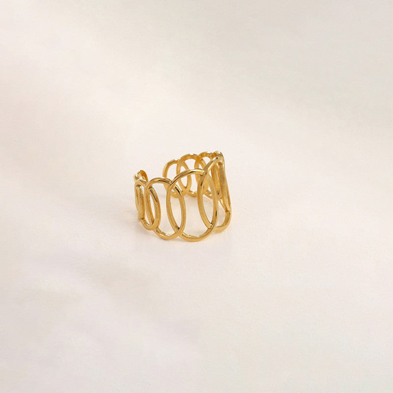 Gold-Plated Anti Tarnish Stainless Steel Endless Loops Adjustable Ring