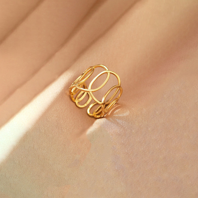 Gold-Plated Anti Tarnish Stainless Steel Endless Loops Adjustable Ring