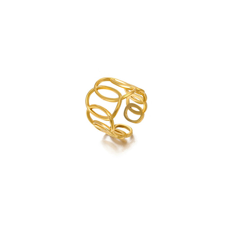 Gold-Plated Anti Tarnish Stainless Steel Endless Loops Adjustable Ring