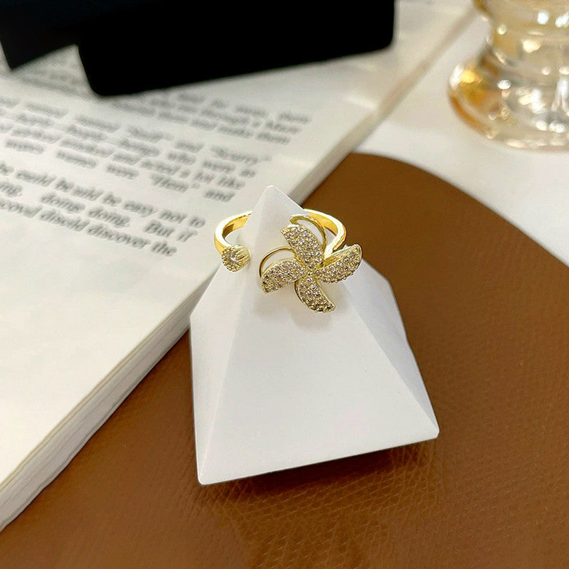 Gold Plated Contemporary Style Rotatable Adjustable Ring