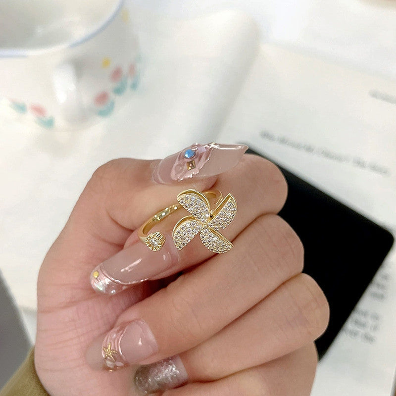 Gold Plated Contemporary Style Rotatable Adjustable Ring
