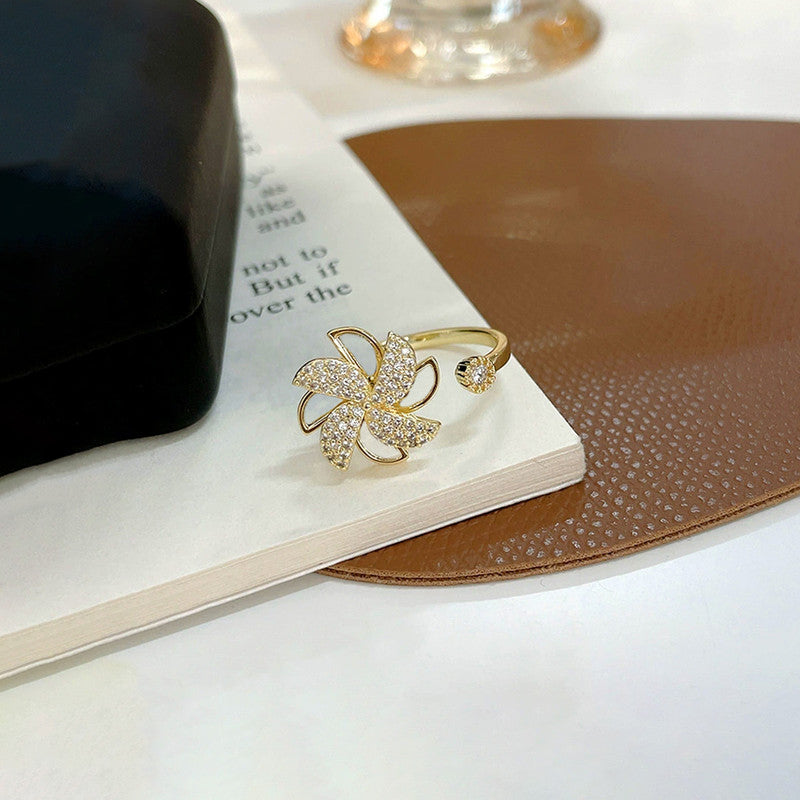 Gold Plated Contemporary Style Rotatable Adjustable Ring
