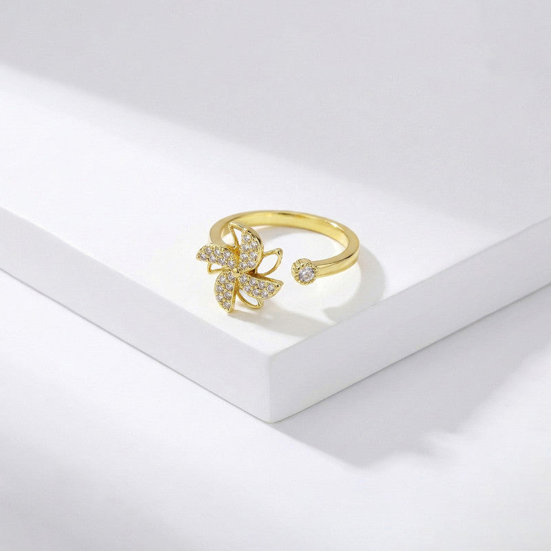 Gold Plated Contemporary Style Rotatable Adjustable Ring
