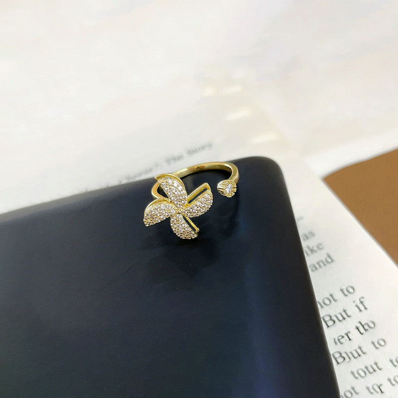 Gold Plated Contemporary Style Rotatable Adjustable Ring