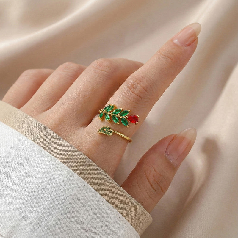 Gold-Plated Multicolor Contemporary Adjustable Ring
