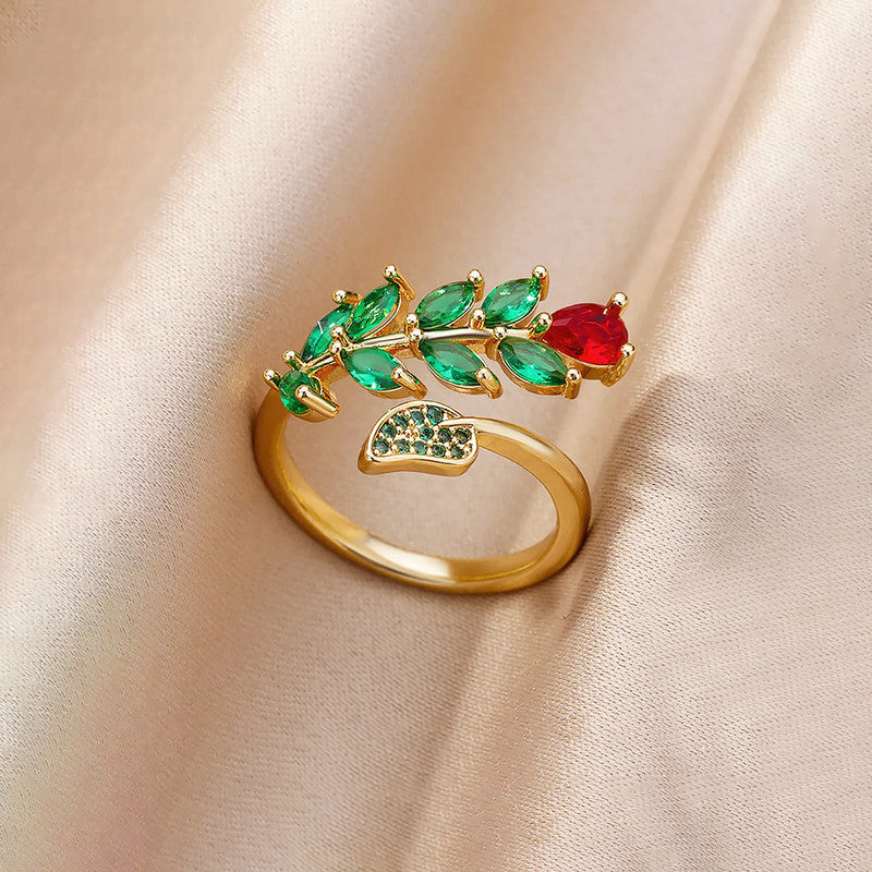 Gold-Plated Multicolor Contemporary Adjustable Ring