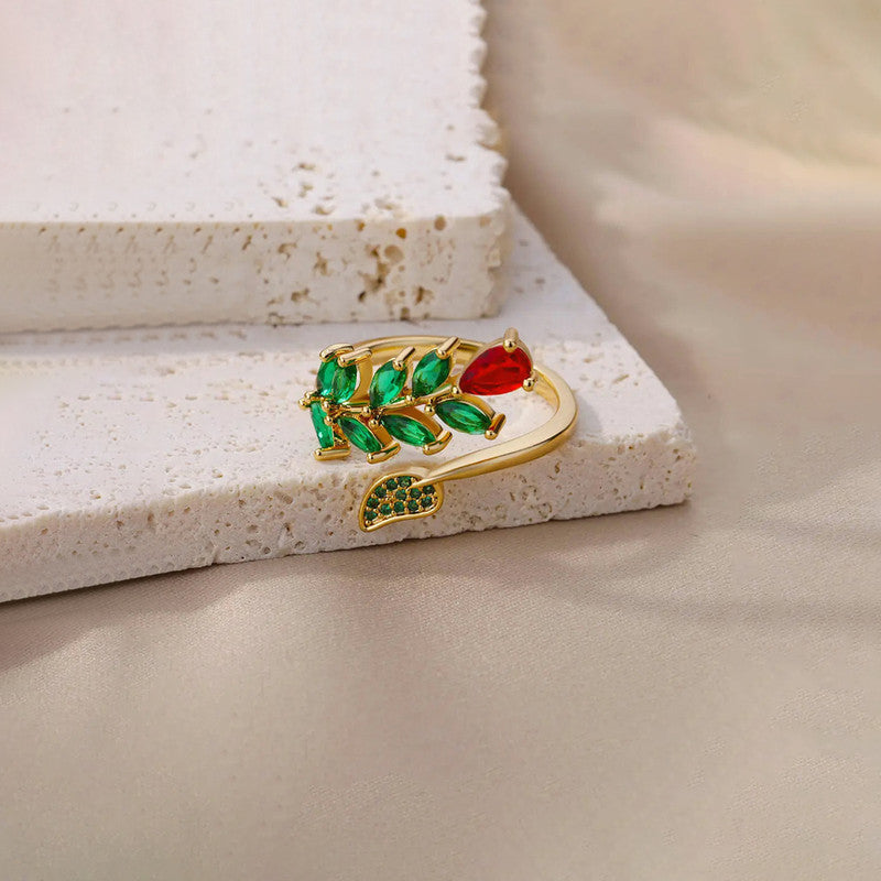 Gold-Plated Multicolor Contemporary Adjustable Ring