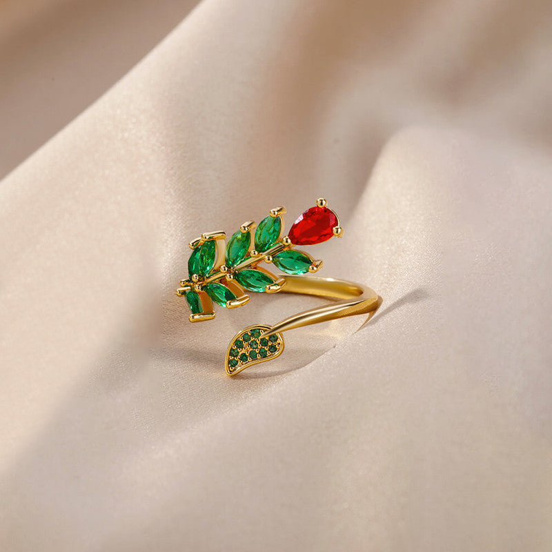 Gold-Plated Multicolor Contemporary Adjustable Ring