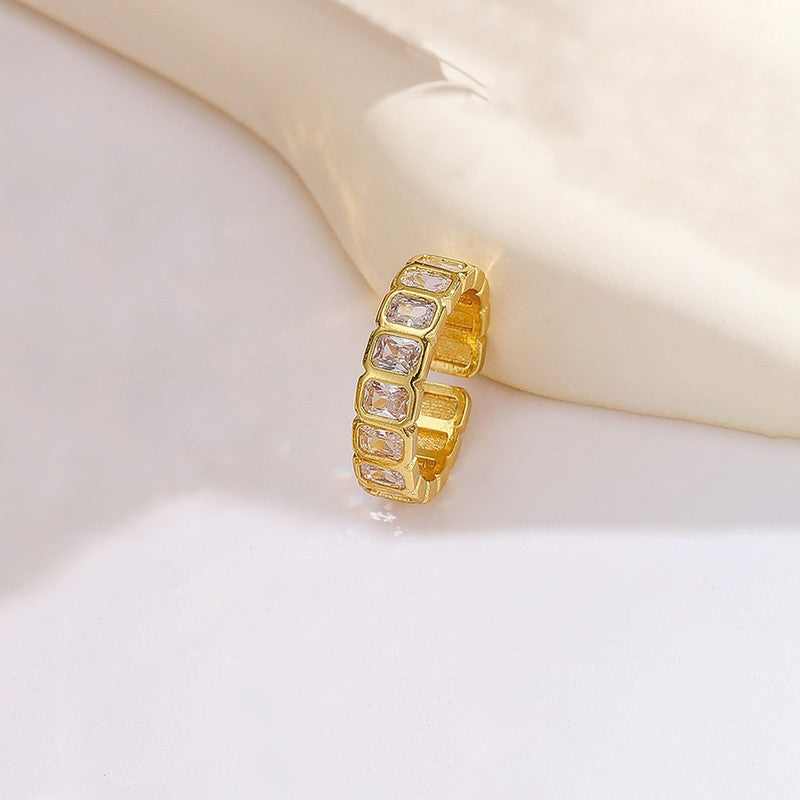 Gold-Plated White Square ADs Adjustable Ring