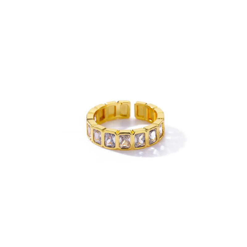 Gold-Plated White Square ADs Adjustable Ring