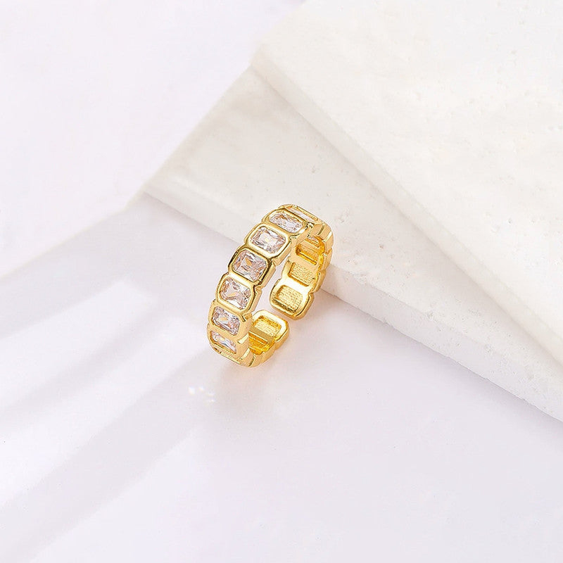 Gold-Plated White Square ADs Adjustable Ring