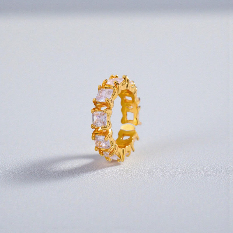 Gold-Plated White Square ADs Adjustable Ring