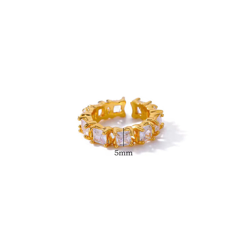Gold-Plated White Square ADs Adjustable Ring