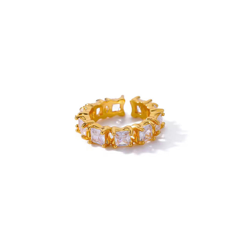 Gold-Plated White Square ADs Adjustable Ring