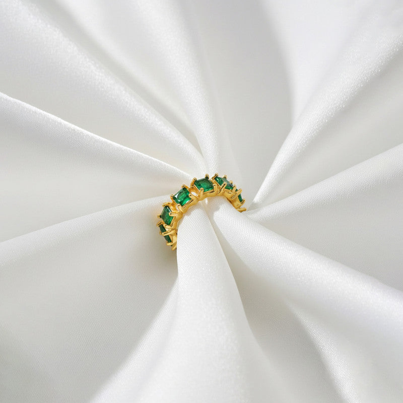 Gold-Plated Green Square ADs Adjustable Ring