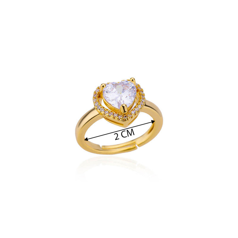 Gold-Plated Heart Themed Adjustable Ring