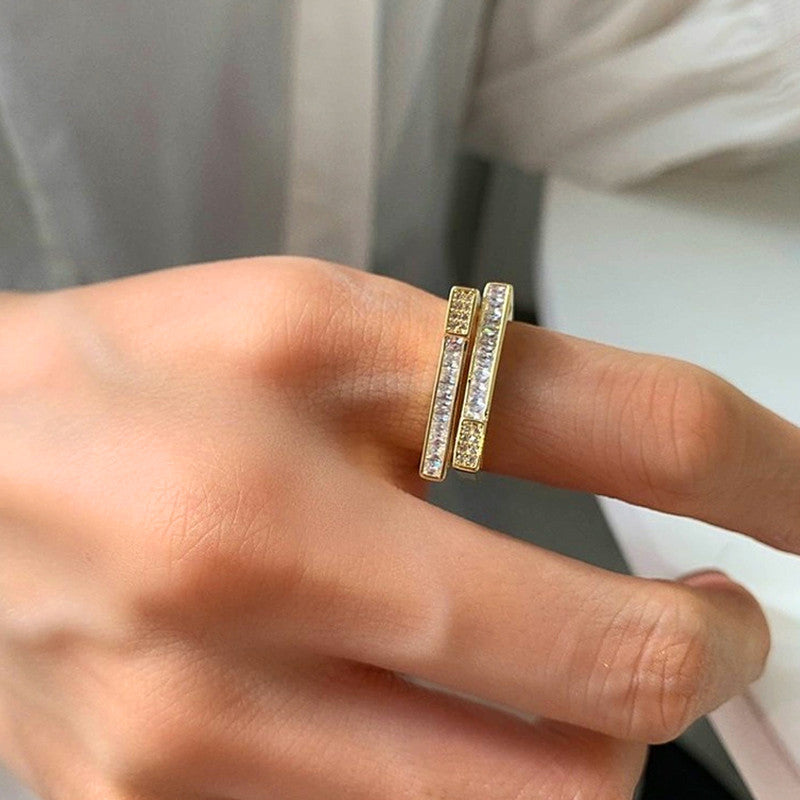 Gold Plated Contemporary Style Twin Adjustable Ring