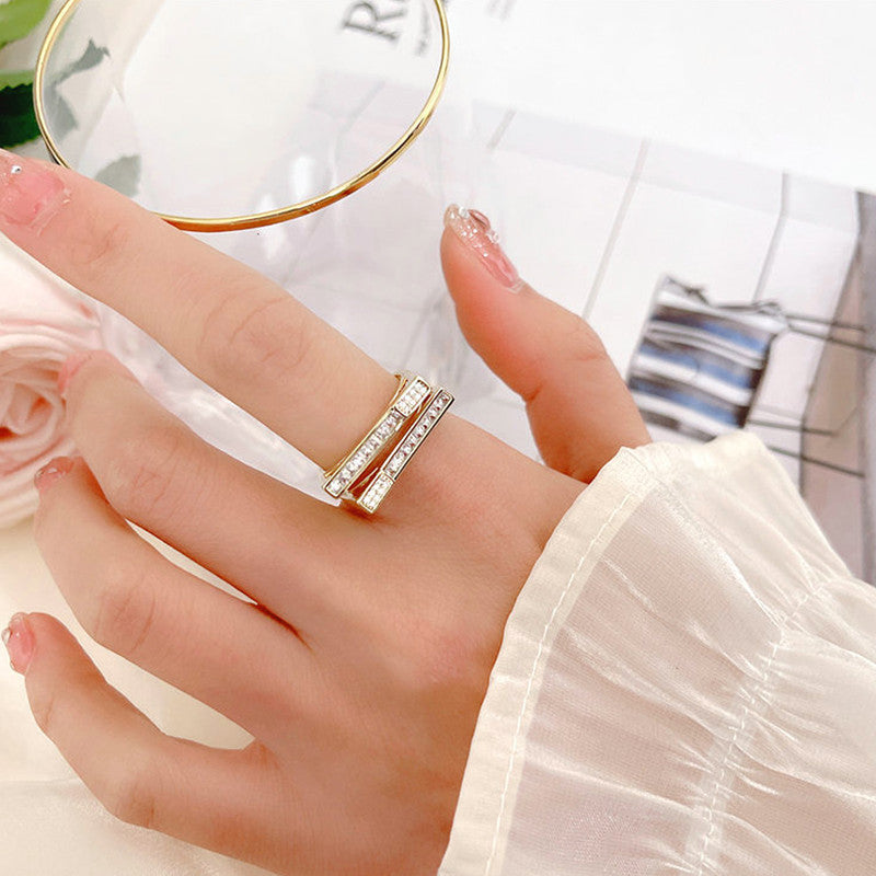 Gold Plated Contemporary Style Twin Adjustable Ring