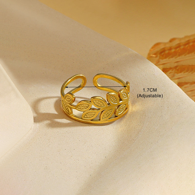 Gold Plated Contemporary Style Adjustable Ring