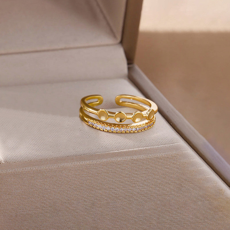 Gold Plated Contemporary Style Adjustable Ring