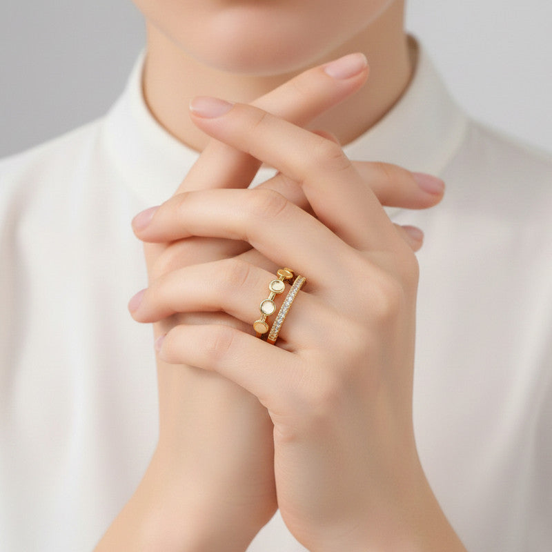 Gold Plated Contemporary Style Adjustable Ring