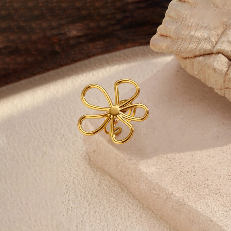 Gold Plated Floral Themed Adjustable Ring