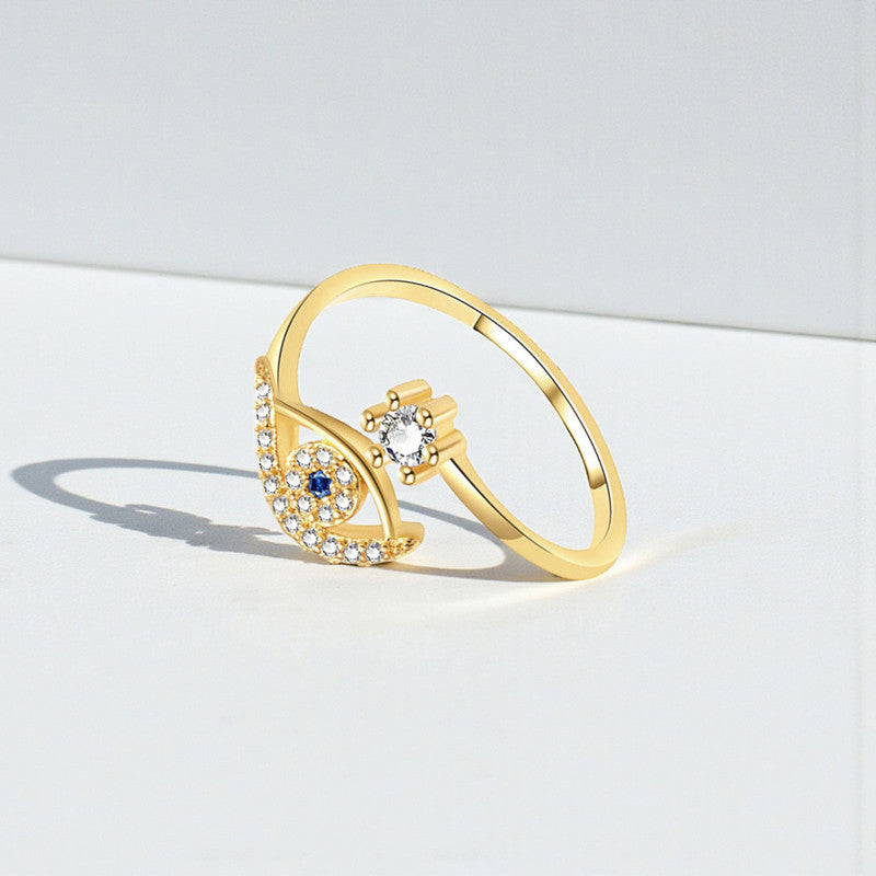 Gold Plated Contemporary Style Evil Eye Themed Adjustable Ring