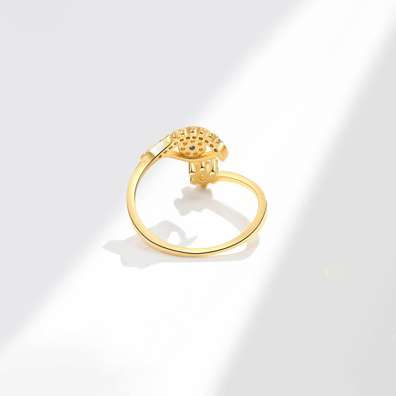 Gold Plated Contemporary Style Evil Eye Themed Adjustable Ring
