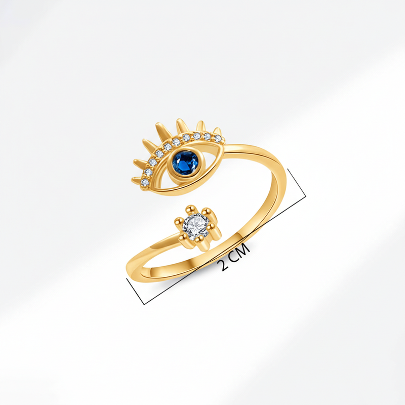 Gold Plated Contemporary Style Evil Eye Themed Adjustable Ring