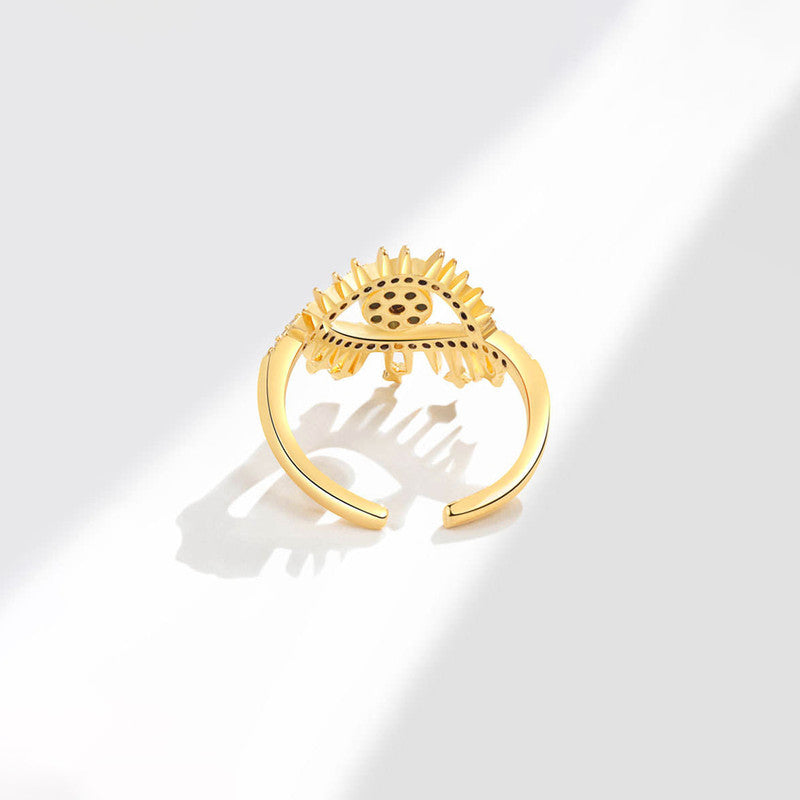 Gold Plated Contemporary Style Evil Eye Themed Adjustable Ring