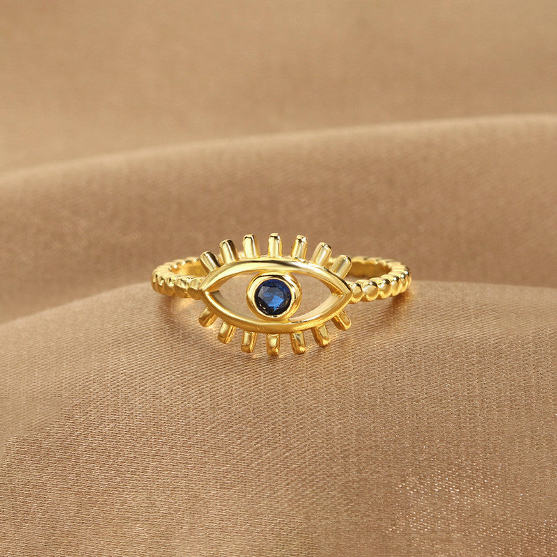 Gold Plated Contemporary Style Evil Eye Themed Adjustable Ring
