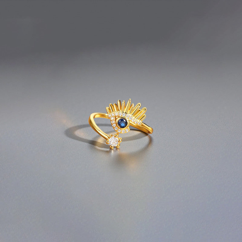 Gold Plated Contemporary Style Evil Eye Themed Adjustable Ring