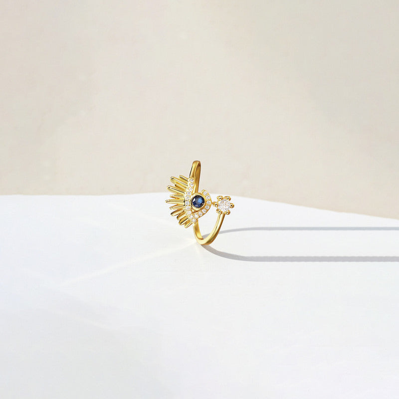 Gold Plated Contemporary Style Evil Eye Themed Adjustable Ring