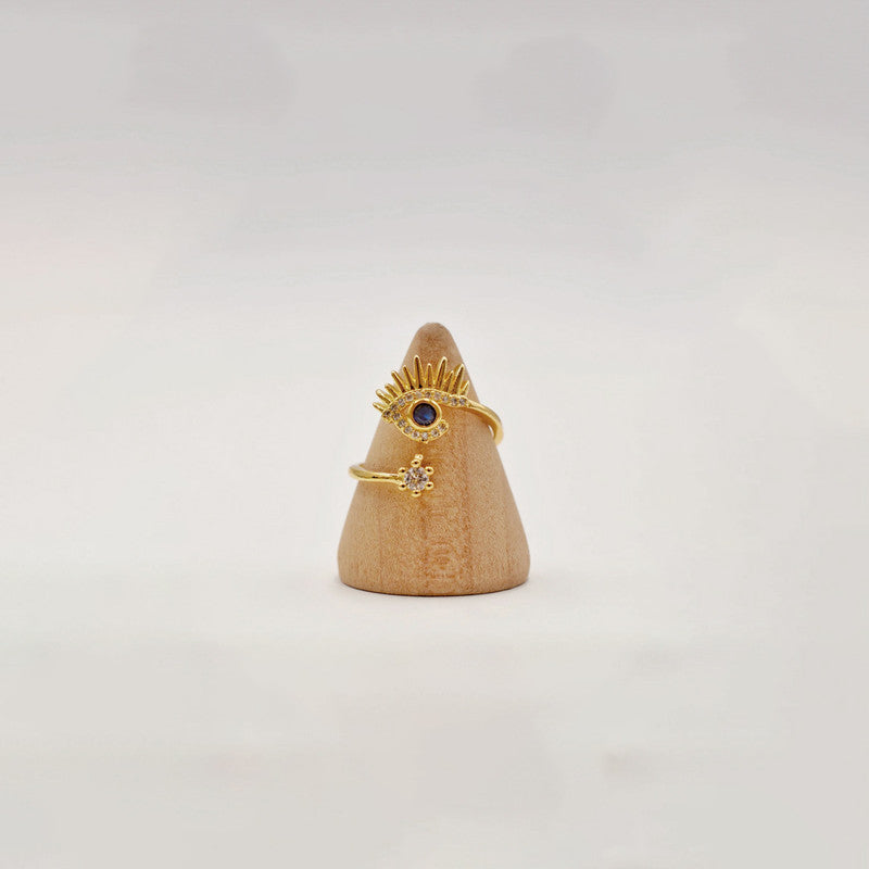 Gold Plated Contemporary Style Evil Eye Themed Adjustable Ring