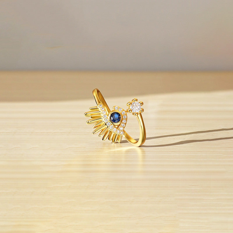 Gold Plated Contemporary Style Evil Eye Themed Adjustable Ring